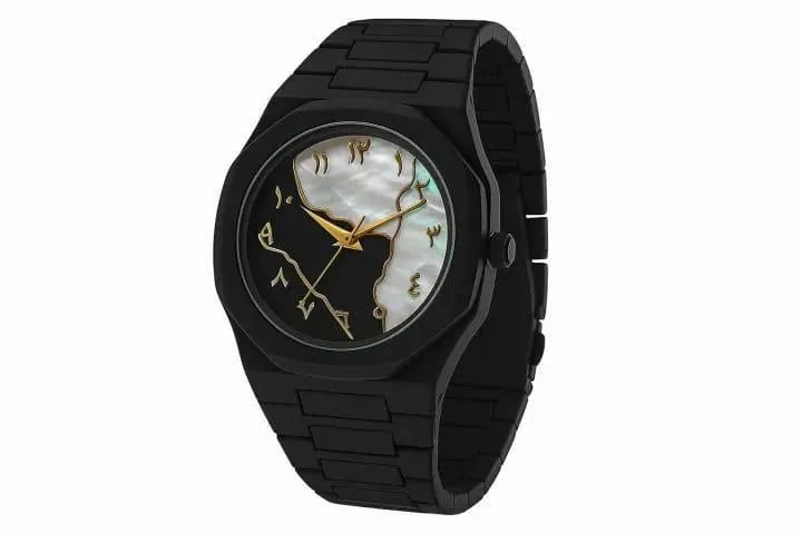 Men's Carbon Fiber Black Arabic Aura Watch ⌚.