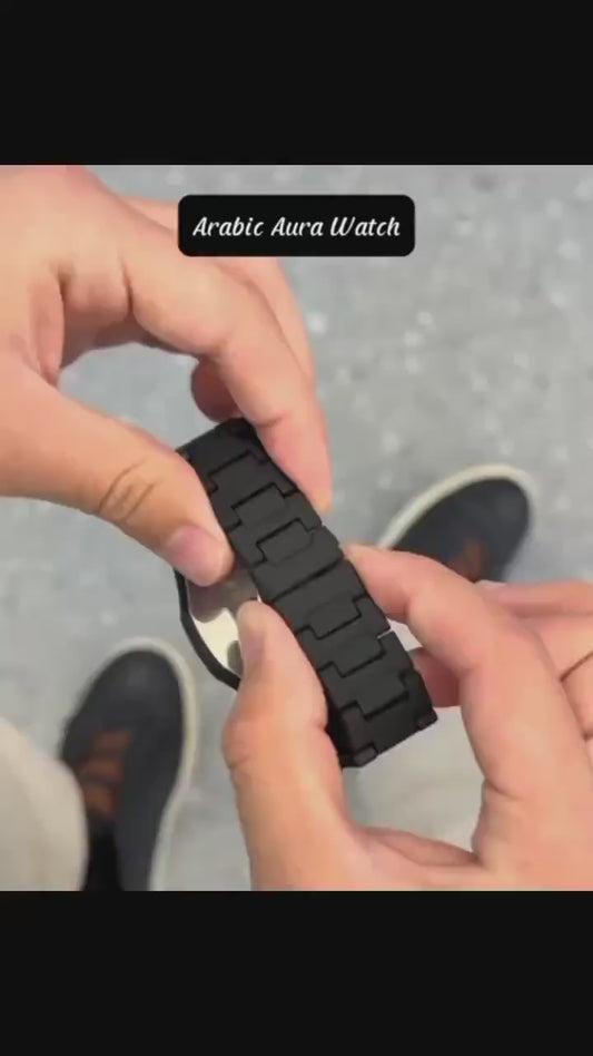 Men's Carbon Fiber Black Arabic Aura Watch ⌚.