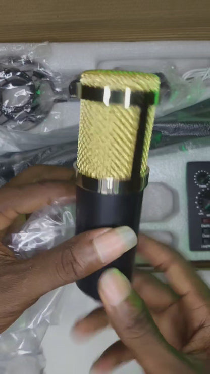 Professional Condenser Microphone - Podcast Mic Set Condenser Microphone With Rechargeable Auxiliary Background For Karaoke Singing, Youtube Recording Mic Set For Youtube | Mic Kit.