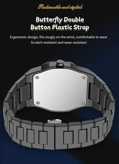 Men's Carbon Fiber Black Arabic Aura Watch ⌚.