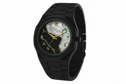 Men's Carbon Fiber Black Arabic Aura Watch ⌚.