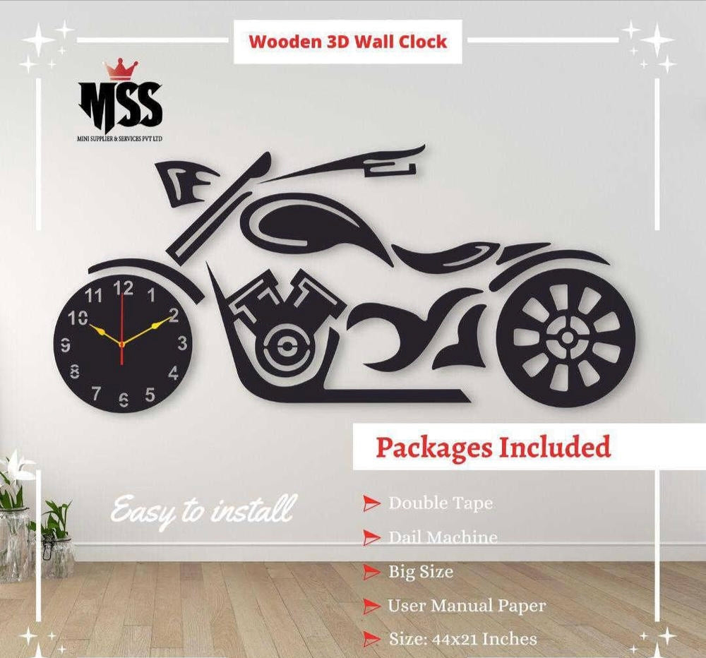 Analog Stylish Bike Design MDF Wall Clock ⏰.