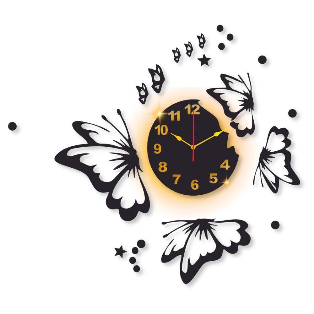 Butterfly Laminated Wall Clock With Backlight.