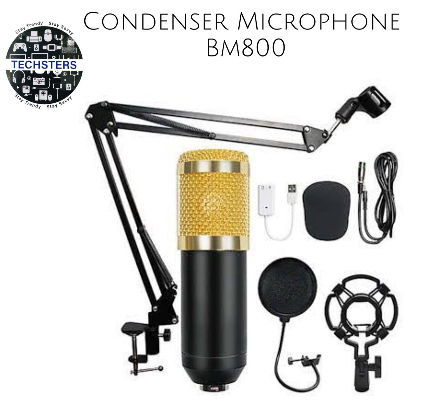 Professional Condenser Microphone - Podcast Mic Set Condenser Microphone With Rechargeable Auxiliary Background For Karaoke Singing, Youtube Recording Mic Set For Youtube | Mic Kit.