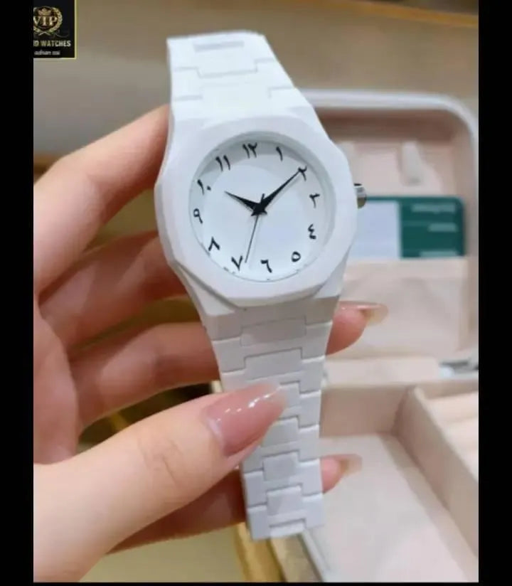 Men's Carbon Fiber White Arabic Aura Watch